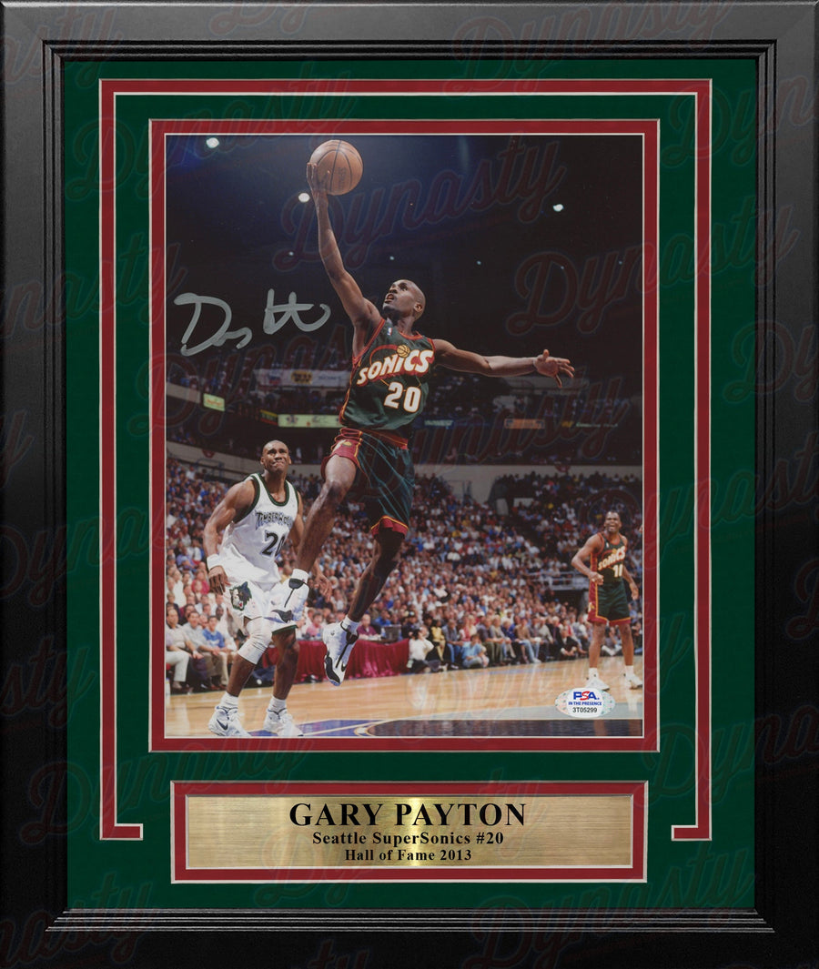 Gary Payton in Action Seattle SuperSonics Autographed 8