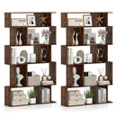 Geometric Bookshelf Set of 2 5-Tier Bookcase with Open Shelves and Closed-back Cubes