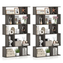 Geometric Bookshelf Set of 2 5-Tier Bookcase with Open Shelves and Closed-back Cubes
