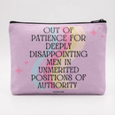 GetBullish Out of Patience with Disappointing Men Feminist Canvas Zipper Pouch 9.5" x 7" | Cosmetics Bag or Pencil Case