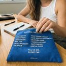 GetBullish Secret Agent Packing Checklist Canvas Zipper Pouch 9.5" x 7" | Cosmetics Bag or Pencil Case