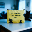 GetBullish We Watch You Having Sex Cats Canvas Zipper Pouch 9.5" x 7" | Cosmetics Bag or Pencil Case