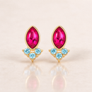 Girl Power Gemstone Leather Tag Earrings