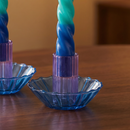Glass Candle Holder in Blue-Purple | Aesthetic Candle Sticks Holder in Tinted Glass | 3.5"