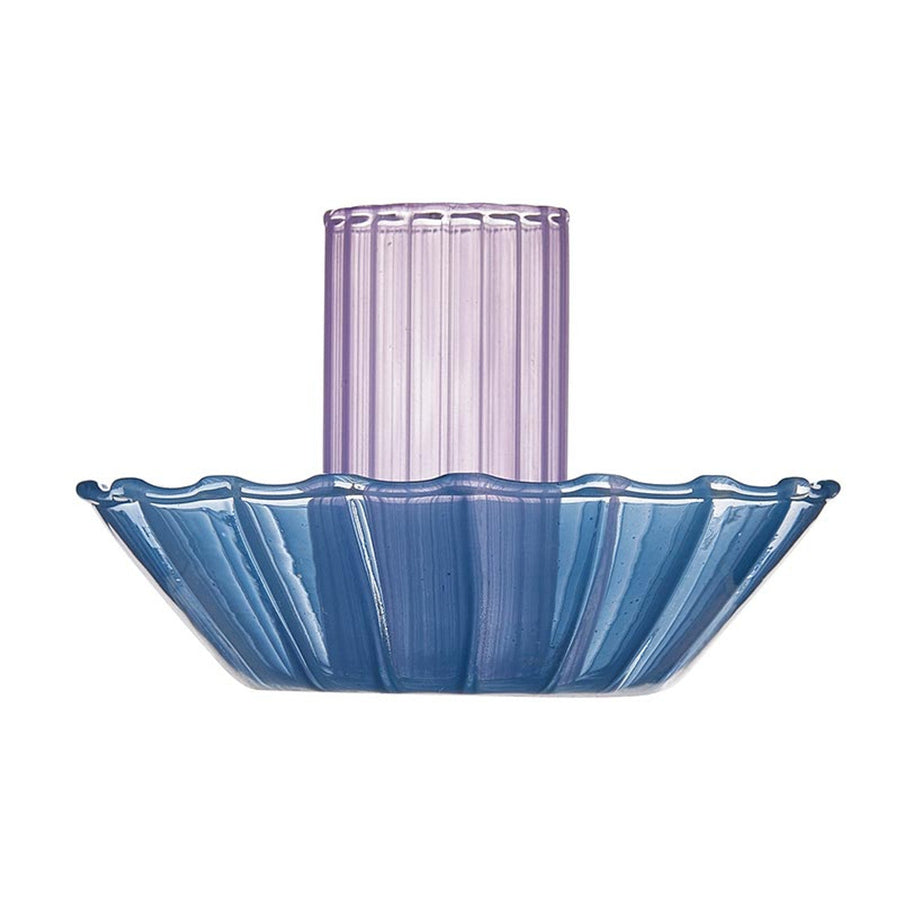 Glass Candle Holder in Blue-Purple | Aesthetic Candle Sticks Holder in Tinted Glass | 3.5