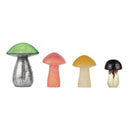 Glass Mushrooms in Set of 4 | Glass Figurines Sculpture for Indoor/Outdoor Decor