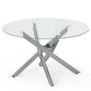 Glass Coffee Table Round Clear Center Table with Tempered Glass Top
