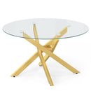 Glass Coffee Table Round Clear Center Table with Tempered Glass Top