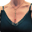 Gold Blood Drop Sword Necklace | Edgy Gothic Pendant on Adjustable Chain