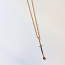Gold Blood Drop Sword Necklace | Edgy Gothic Pendant on Adjustable Chain