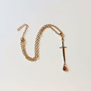 Gold Blood Drop Sword Necklace | Edgy Gothic Pendant on Adjustable Chain