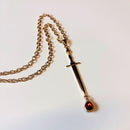 Gold Blood Drop Sword Necklace | Edgy Gothic Pendant on Adjustable Chain