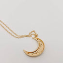 Golden Star Moon Inlaid Opal Pendant Necklace | Fashion Chain Jewelry