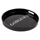 Gorgeous Round Black Bar Tray | Serving Tray with Handles | 13.5" Diameter