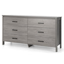6-Drawer Wide Dresser Chest with Center Support and Anti-tip Kit-Gray