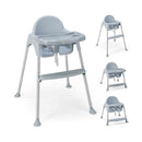 4-in-1 Convertible Baby High Chair with Removable Double Tray-Gray