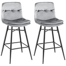 2 Pieces 29 Inch Velvet Bar Stools Set with Tufted Back and Footrests