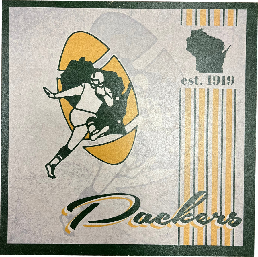 Green Bay Packers 9.5'' x 9.5'' Throwback Album Wood Sign