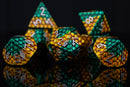 Green and Gold Dragon's Egg Metal Dice Set