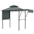 13 x 5 Feet Grill Gazebo with Dual Side Awnings and 2 Shelves Adjustable Shadow