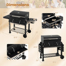 Charcoal Grill with Lifting Trays and Folding Side Tables
