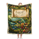 Personalized Enchanted Forest Blanket with Name - Once Upon a Time Frog Prince and Toadstool Fairytale Fleece Throw for Kids and Babies