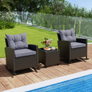 Patio Rattan Roker Chairs with Tempered Glass Table and Soft Cushions for Backyard Poolside Porch