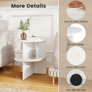Half Round End Table with Open Shelves for Small Space-White