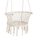 Hammock Chair Macrame Swing Hanging Cotton Rope Chair-Beige