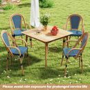 Hand-Woven PE Wicker Outdoor French Bistro Chairs Set of 2