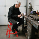 Heavy-Duty Aluminum Garage Bar Chair with 360° Swiveling Seat-Red