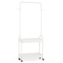 Heavy-Duty Laundry Cart with Hanging Rod and 2 Storage Baskets for Bedroom