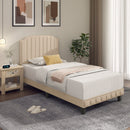 Heavy Duty Upholstered Bed Frame with Rivet Headboard
