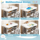 Height Adjustable Kids Table and Chair Set with Tiltable Whiteboard and Concave Shelf