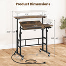 Mobile Standing Desk with Power Outlets & Adjustable Height