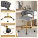 360° Height Adjustable Swivel Upholstered Desk Computer Chair with Hand-woven Back