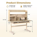 Height Adjustable Writing Table with Tilt Desktop and Retractable Book Stand-Yellow