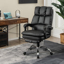 Ergonomic Adjustable Swivel Office Chair with Retractable Footrest-Black