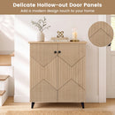 2-Door Geometric Shoe Cabinet with Carved Panels