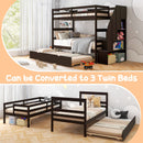 Home Wood Bunk Bed with Guard Rail and 4-step Storage Stairs No Box Spring Needed