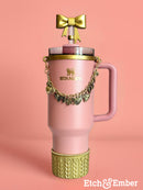 Gold Metallic 3D Bow Straw Topper