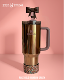 Rose Gold Rainbow Druzy BLING Tumbler Boot -fits 40oz New!