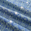 Blue Hand Painted Specimen Print 100% Cotton Button-down Shirt