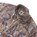Men's Hawaiian Shirt Scroll Pattern Print Cotton Button-down Short Sleeve Aloha Shirt