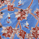 Hawaiian Shirts For Men Vintage Cotton Flower Wreath and Surfer Short Sleeve Aloha Shirt