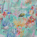 Men's Hawaiian Shirt Blue Sea Amusement Park Cotton Button-down Short Sleeve Aloha Shirt