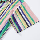 Hawaiian Shirt For Men Rainbow Stripe Shirt Camp Collar 100% Cotton