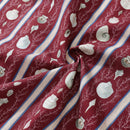 Hawaiian Shirt For Men Red Vintage Cotton Shirt Vertical Striped Shell Short Sleeve