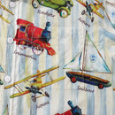 Men's Hawaiian Shirt Travel Memories Print Cotton Button-down Short Sleeve Aloha Shirt