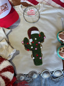 Christmas Cactus Sequins Patch Sweatshirt